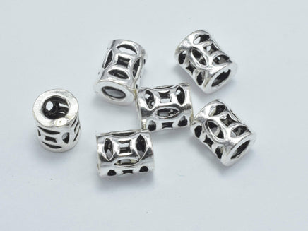 4pcs 925 Sterling Silver Beads-Antique Silver, 5.3x6.3mm Tube Beads-RainbowBeads