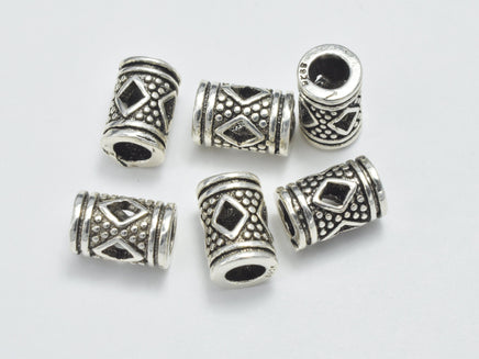 2pcs 925 Sterling Silver Beads-Antique Silver, 4.8x7.5mm Tube-RainbowBeads