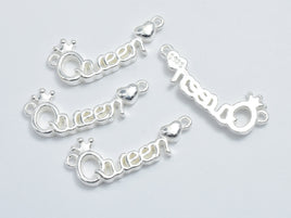 1pc 925 Sterling Silver Bead Connector, Queen Connector, Love Queen Charms, 24x9mm-RainbowBeads