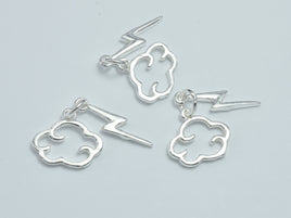 2sets 925 Sterling Silver Charms, Cloud Charms, Lighting Charms, Cloud 14x12mm, Lighting 18x4mm-RainbowBeads