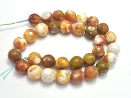 FIRE AGATE BEADS, 12MM FACETED ROUND-RainbowBeads