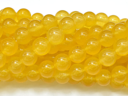 Jade Beads-Yellow, 10mm Round Beads-RainbowBeads