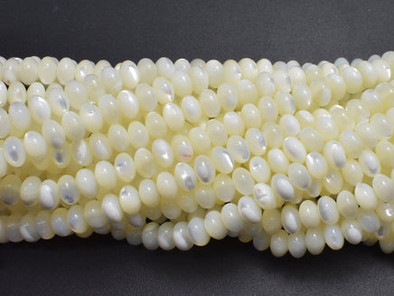 Mother of Pearl, MOP, White, 3.6x5.5mm Rondelle-RainbowBeads
