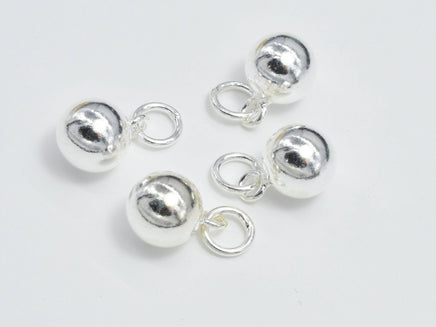 2pcs 925 Sterling Silver Charm, Ball Charm, 6.8mm Round Ball-RainbowBeads