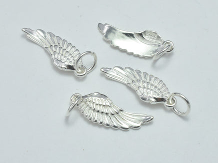 2pcs 925 Sterling Silver Charms, Angel Wing Charm, 18x6.5mm-RainbowBeads