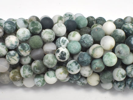 Matte Tree Agate Beads, 8mm Round Beads-RainbowBeads