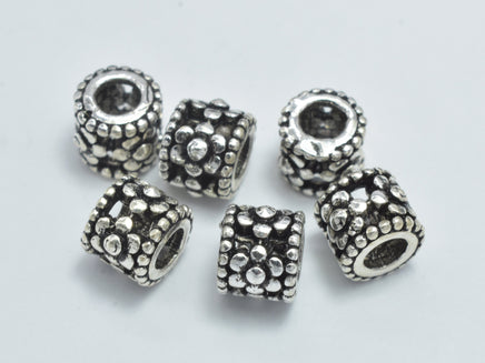 4pcs 925 Sterling Silver Beads-Antique Silver, 5x4.6mm Filigree Tube Beads-RainbowBeads