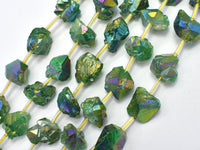 Raw Quartz - AB Coated Green, Approx. 12x15mm Nugget-RainbowBeads