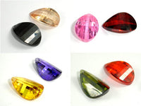 CZ beads, 12x18mm Faceted Wedged Drop-RainbowBeads