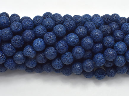 Dark Blue Lava Beads, Round, 8mm (8.5mm)-RainbowBeads