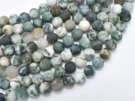 Matte Tree Agate Beads, 8mm Round Beads-RainbowBeads
