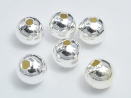 4pcs 925 Sterling Silver Beads, 8mm Round Beads, Big Hole 2mm-RainbowBeads