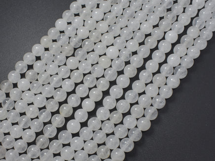 White Jade Beads, Round, 6mm (6.4mm), 15 Inch-RainbowBeads