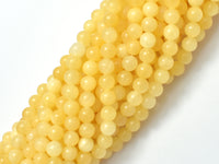 Yellow Jade Beads, Round, 6mm, 15 Inch-RainbowBeads