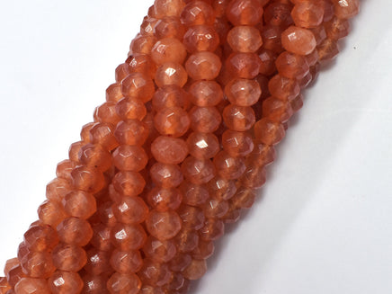 Jade - Orange 4x6mm Faceted Rondelle, 15 Inch-RainbowBeads