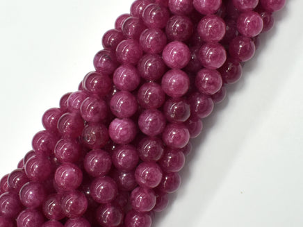 Jade Beads, Fuchsia, 8mm Round Beads-RainbowBeads