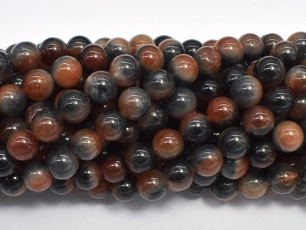 Jade - Gray & Orange 8mm Round-RainbowBeads