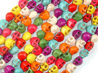 Howlite Skull Beads, Multi-color, 6x8mm-RainbowBeads