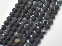 Matte Banded Agate Beads, 8mm Round Beads-RainbowBeads