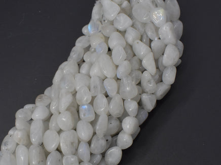 White Moonstone, 6x8mm Nugget Beads, 15.5 Inch-RainbowBeads
