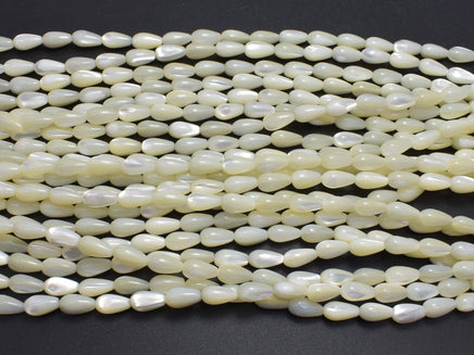 Mother of Pearl, MOP, White, 5x9mm Teardrop-RainbowBeads