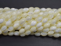 Mother of Pearl, MOP, White, 6x9mm Rice-RainbowBeads