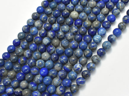 Natural Lapis Lazuli, Blue 6mm Round Beads-RainbowBeads