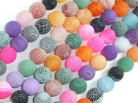 Frosted Matte Agate - Multi Color, 10 mm Round Beads-RainbowBeads