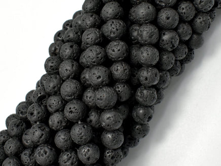 Black Lava Beads, Round, 6mm-RainbowBeads