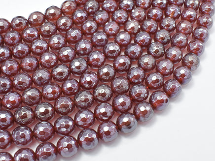 Mystic Coated Carnelian Beads, 8mm Faceted Round Beads, AB Coated-RainbowBeads