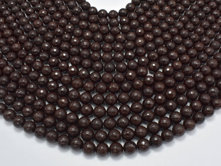 Jade Beads, Coffee, 8mm Faceted Round, 14.5 Inch-RainbowBeads