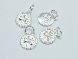 2pcs 925 Sterling Silver Charms, Flower Charms, 10mm Coin-RainbowBeads