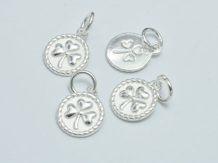 2pcs 925 Sterling Silver Charms, Flower Charms, 10mm Coin-RainbowBeads