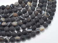 Matte Banded Agate Beads, 8mm Round Beads-RainbowBeads