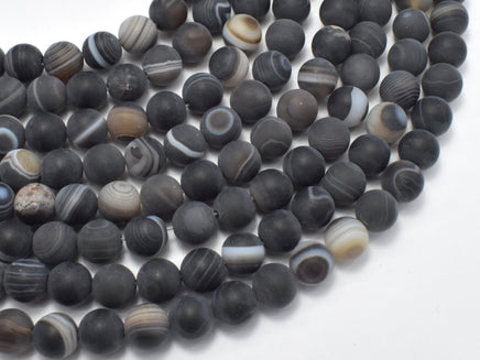 Matte Banded Agate Beads, 8mm Round Beads-RainbowBeads