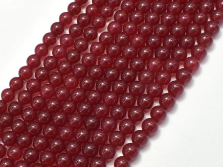 Jade Beads-Red, 6mm (6.3mm) Round Beads-RainbowBeads