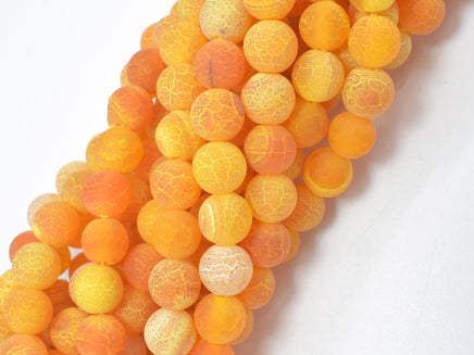 Matte Agate- Orange, 8mm (7.8mm) Round Beads-RainbowBeads