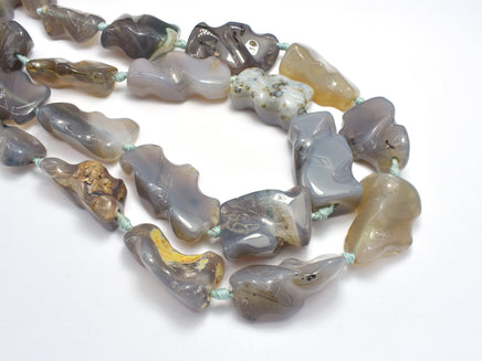 Gray Agate Beads, Approx. (16-19)x(31-40)mm, Nugget Beads-RainbowBeads