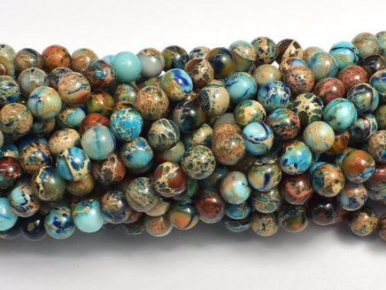 Impression Jasper- Blue 6mm Round-RainbowBeads