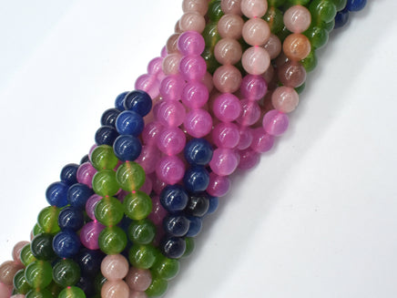 Jade - Multi Color, 8mm, Round, 15 Inch-RainbowBeads