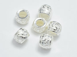 4pcs 925 Sterling Silver Beads, Drum Beads, Big Hole Spacer Beads, 5.8x4.3mm-RainbowBeads