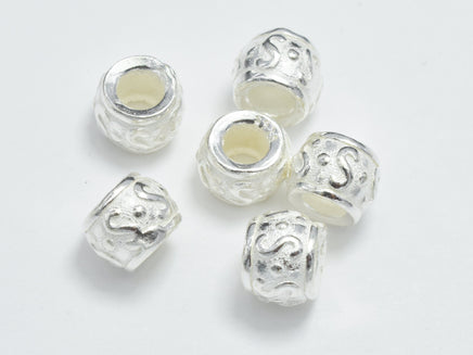 4pcs 925 Sterling Silver Beads, Drum Beads, Big Hole Spacer Beads, 5.8x4.3mm-RainbowBeads