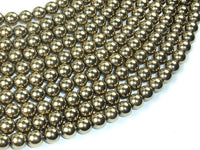 Hematite Beads-Light Gold, 8mm Round Beads-RainbowBeads
