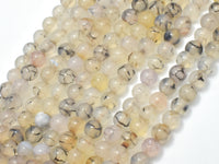 Dragon Vein Agate Beads, Black & White, 6mm-RainbowBeads