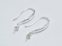 4pcs 925 Sterling Silver Ear Wires, Earring Hook, Fishhook, 10x20mm-RainbowBeads