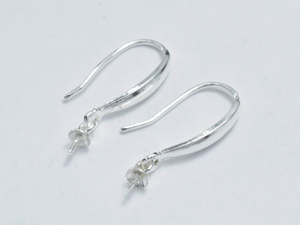 4pcs 925 Sterling Silver Ear Wires, Earring Hook, Fishhook, 10x20mm-RainbowBeads
