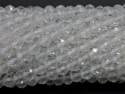 White Topaz Beads, 3.5mm Micro Faceted Round-RainbowBeads