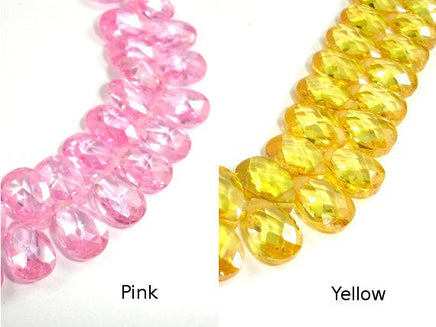 CZ beads, 6 x 9 mm Faceted Pear Briolette-RainbowBeads
