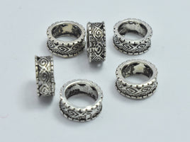 4pcs 925 Sterling Silver Beads-Antique Silver, 7x3mm, Tube Beads, Big Hole Beads-RainbowBeads
