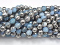 Mystic Coated Banded Agate - Blue & Silver, 8mm, Faceted-RainbowBeads